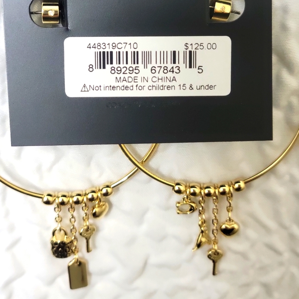 ⚘️Coach Iconic Mix Charms 2" Hoop Earrings - Picture 10 of 13